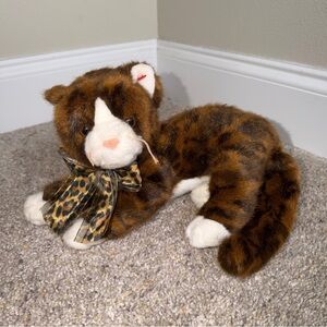 Rare TY 2006 Catalina The Calico Cat Realistic Stuffed Plush Bow Ribbon HTF